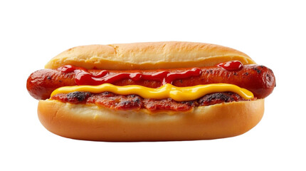 background removed Delicious hot dog with mustard, onions, and bell peppers served in a sesame seed bun, perfect for a summer cookout