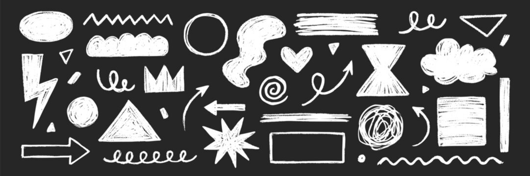 Pencil crayon brush line stroke. Brush crayon pencil chalk texture effect doodle shape. Vector hand drawn marker stroke background set of abstract design graphic figure. Vector illustration