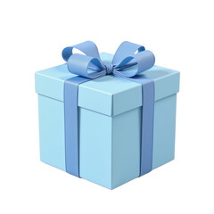 Light Blue Gift Box with Bow, Concept for Birthday, Anniversary, or Baby Shower.