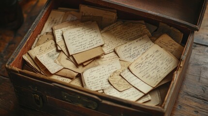 Antique Wooden Box Filled with Handwritten Letters