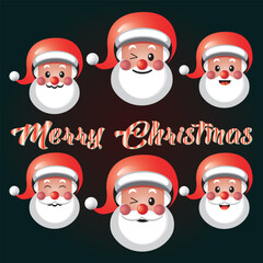 Christmas santa claus emotion vector set design. Santa claus in happy pose, cute smiling, silly. Vector illustration character