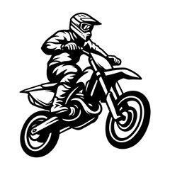 motocross dirtbike isolated drawing coloring line art style sketch classic vintage design illustration