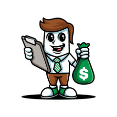 fun cartoon character of businessman isolated drawing coloring line art style sketch classic vintage design illustration