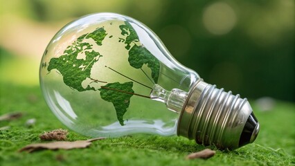 "Green Energy: World Map Illuminating Eco-Friendly Future"