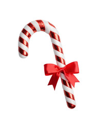 Christmas Candy Cane Stick on White Background, Christmas Festive Concept. Transparent PNG.