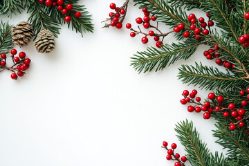 christmas tree branches and cones