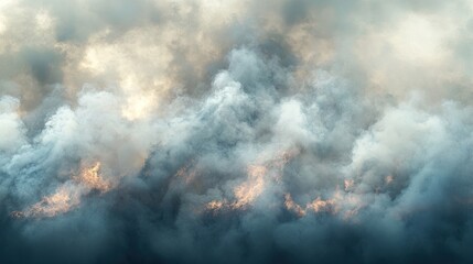 Obraz premium an enfolding fire storm with white smoke swirling in and out of the storm