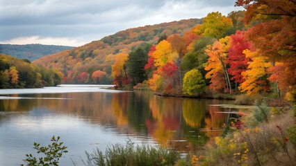 Autumn Reflections on a Serene Lake