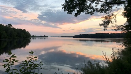 Fototapeta premium Serene Lake at Dusk