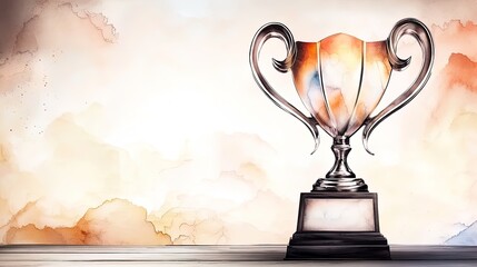 Elegant Large Golden Trophy on White Background: A Symbol of Achievement Perfect for Sports Room Decor and Inspirational Posters