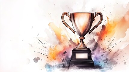 Elegant Large Golden Trophy on White Background: A Symbol of Achievement Perfect for Sports Room Decor and Inspirational Posters