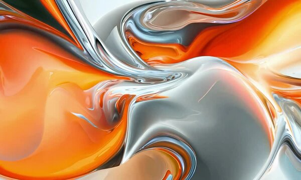 modern abstract pattern of an opal in the shape of a curve with a silver reflective surface light gray and orange