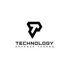 letter T technology logo design