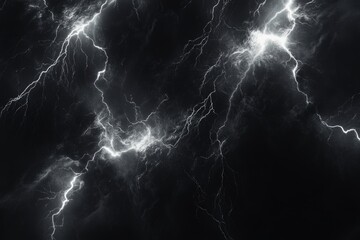 Lightning storm in black and white