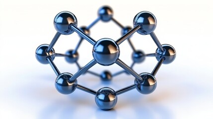 Fototapeta premium 3D Metal Molecular Structure Scientific Abstract Connection Network Technology Science Design