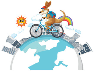 Kangaroo Cycling Around the World © brgfx