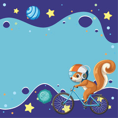 Naklejka premium Space Adventure with Cycling Squirrel