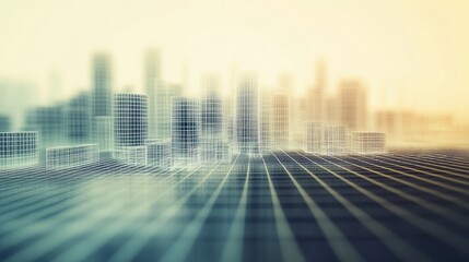 Obraz premium Digital Precision - Minimalist 3D Wireframe Landscape of Data Flow