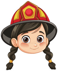Smiling Girl Firefighter Illustration