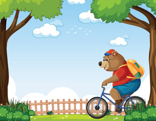 Bear Riding a Bicycle in Nature