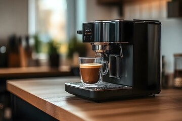Modern Coffee Machine with Espresso Glass