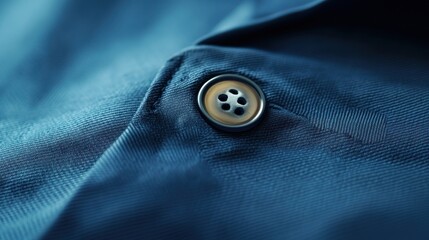 Close-up of a Button on a Blue Shirt