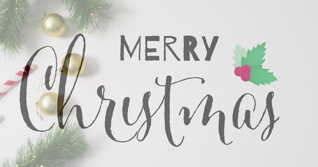 Image of christmas greetings text over christmas decorations © vectorfusionart