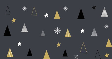 Fototapeta premium A digitally generated image of christmas decorations, including christmas trees and stars, on a grey