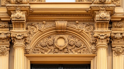 Obraz premium Ornate architectural detail featuring intricate carvings and columns.