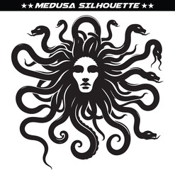 Mythical medusa silhouette vector illustration