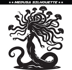 Mythical medusa silhouette vector illustration