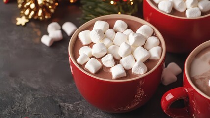 Hot chocolate station with marshmallows, peppermint sticks, and festive mugs, ready for a holiday gathering   hot chocolate, Christmas party