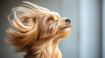 Naklejka premium Freshly Groomed Dog in Natural Light Outdoors