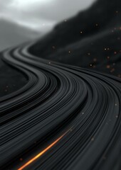 Abstract Black Lines: 3D Render, Technology, and Design