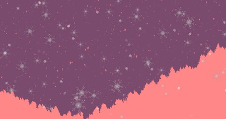 Image of falling snow over winter night scenery