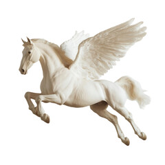 A majestic winged horse soaring through the air, symbolizing freedom and imagination. transparent background