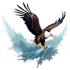 Obraz premium Majestic Eagle Soaring Over Water