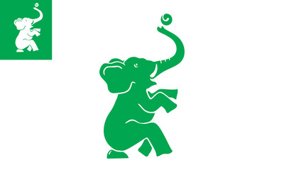 elephant playing ball logo, silhouette of great big animal playing vector illustrations