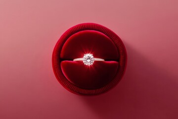 Diamond Engagement Ring in Red Velvet Box