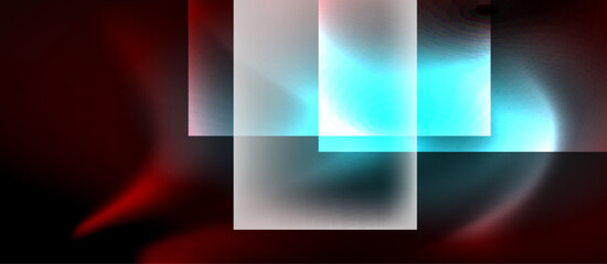 Fototapeta premium Glass squares with neon shiny light abstract background