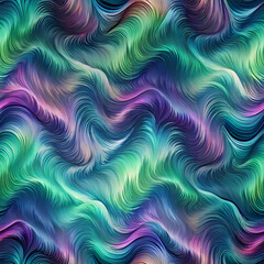 Dreamy Aurora-Colored Wavy Seamless Pattern in Purples and Greens. Perfect for: Fantasy-themed parties, night sky events, sci-fi conventions
