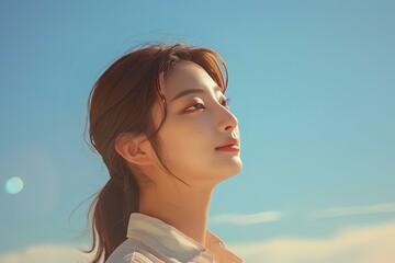 Woman Gazing Up at the Sky