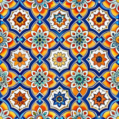 Exotic Classic Moroccan Seamless Pattern in Vibrant Colors. Perfect for: Moroccan festivals, cultural celebrations, exotic-themed parties