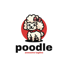 Vector Logo Illustration Poodle Mascot Cartoon Style