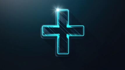 Glowing Blue Cross on a Dark Background