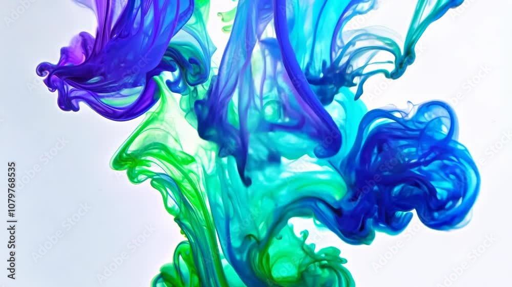 Poster ink or paint drop dissolving in water like a cloud. abstract paint swirls in motion on white backgro