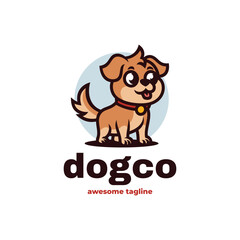 Vector Logo Illustration Dog Mascot Cartoon Style