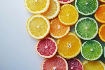Colorful Citrus Slices on White Background