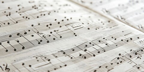 A close-up of classical music sheet music with detailed notes and compositions.