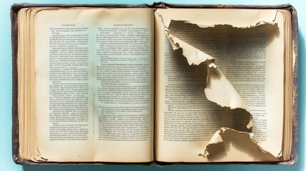 Obraz premium An Open Book With Torn Pages